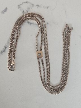 Antique Rose Gold Multi-Strand Chain Slide Necklace with Seed Pearl 22"